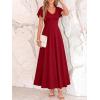 image:imageBTFBM Formal Dresses for Women Summer Outfits V Neck Ruffle Sleeve A Line Maxi Elegant Cocktail Wedding Guest Dress 2026Burgundy