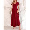 image:imageBTFBM Formal Dresses for Women Summer Outfits V Neck Ruffle Sleeve A Line Maxi Elegant Cocktail Wedding Guest Dress 2026Burgundy