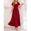 image:imageBTFBM Formal Dresses for Women Summer Outfits V Neck Ruffle Sleeve A Line Maxi Elegant Cocktail Wedding Guest Dress 2026Burgundy
