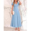 image:imageBTFBM Formal Dresses for Women Summer Outfits V Neck Ruffle Sleeve A Line Maxi Elegant Cocktail Wedding Guest Dress 2026Light Blue