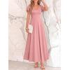 image:imageBTFBM Formal Dresses for Women Summer Outfits V Neck Ruffle Sleeve A Line Maxi Elegant Cocktail Wedding Guest Dress 2026Pink
