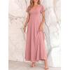 image:imageBTFBM Formal Dresses for Women Summer Outfits V Neck Ruffle Sleeve A Line Maxi Elegant Cocktail Wedding Guest Dress 2026Pink