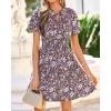 image:imageBTFBM Summer Mini Dresses for Women 2026 Ruffle Short Sleeve Elastic Waist Floral Beach Vacation Wedding Guest DressBrown Blue White