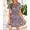 image:imageBTFBM Summer Mini Dresses for Women 2026 Ruffle Short Sleeve Elastic Waist Floral Beach Vacation Wedding Guest DressBrown Blue White
