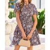 image:imageBTFBM Summer Mini Dresses for Women 2026 Ruffle Short Sleeve Elastic Waist Floral Beach Vacation Wedding Guest DressBrown Blue White