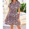 image:imageBTFBM Summer Mini Dresses for Women 2026 Ruffle Short Sleeve Elastic Waist Floral Beach Vacation Wedding Guest DressBrown Blue White