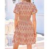 image:imageBTFBM Summer Mini Dresses for Women 2026 Ruffle Short Sleeve Elastic Waist Floral Beach Vacation Wedding Guest DressFloral Apricot Red