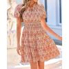 image:imageBTFBM Summer Mini Dresses for Women 2026 Ruffle Short Sleeve Elastic Waist Floral Beach Vacation Wedding Guest DressFloral Apricot Red