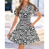 image:imageBTFBM Summer Mini Dresses for Women 2026 Ruffle Short Sleeve Elastic Waist Floral Beach Vacation Wedding Guest DressFloral Black