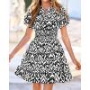 image:imageBTFBM Summer Mini Dresses for Women 2026 Ruffle Short Sleeve Elastic Waist Floral Beach Vacation Wedding Guest DressFloral Black