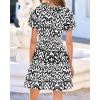 image:imageBTFBM Summer Mini Dresses for Women 2026 Ruffle Short Sleeve Elastic Waist Floral Beach Vacation Wedding Guest DressFloral Black