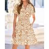 image:imageBTFBM Summer Mini Dresses for Women 2026 Ruffle Short Sleeve Elastic Waist Floral Beach Vacation Wedding Guest DressFloral Khaki
