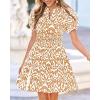 image:imageBTFBM Summer Mini Dresses for Women 2026 Ruffle Short Sleeve Elastic Waist Floral Beach Vacation Wedding Guest DressFloral Khaki