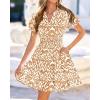 image:imageBTFBM Summer Mini Dresses for Women 2026 Ruffle Short Sleeve Elastic Waist Floral Beach Vacation Wedding Guest DressFloral Khaki