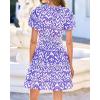 image:imageBTFBM Summer Mini Dresses for Women 2026 Ruffle Short Sleeve Elastic Waist Floral Beach Vacation Wedding Guest DressFloral Sky Blue