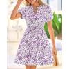 image:imageBTFBM Summer Mini Dresses for Women 2026 Ruffle Short Sleeve Elastic Waist Floral Beach Vacation Wedding Guest DressFloral White Purple