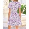 image:imageBTFBM Summer Mini Dresses for Women 2026 Ruffle Short Sleeve Elastic Waist Floral Beach Vacation Wedding Guest DressFloral White Purple