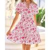 image:imageBTFBM Summer Mini Dresses for Women 2026 Ruffle Short Sleeve Elastic Waist Floral Beach Vacation Wedding Guest DressWhite Red Flower