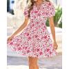 image:imageBTFBM Summer Mini Dresses for Women 2026 Ruffle Short Sleeve Elastic Waist Floral Beach Vacation Wedding Guest DressWhite Red Flower