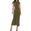 image:imageBTFBM Dresses for Women 2026 Summer Clothes Formal Bodycon Mock Neck Cap Sleeve Midi Party Cocktail Wedding Guest DressArmy Green