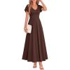 image:imageBTFBM Formal Dresses for Women Summer Outfits V Neck Ruffle Sleeve A Line Maxi Elegant Cocktail Wedding Guest Dress 2026Brown