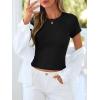 image:imageBTFBM Summer Tops for Women 2026 Crew Neck Rolled Sleeve T Shirts Knit Slim Basic Casual Spring Top Workout Y2k ClothesBlack