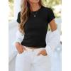 image:imageBTFBM Summer Tops for Women 2026 Crew Neck Rolled Sleeve T Shirts Knit Slim Basic Casual Spring Top Workout Y2k ClothesBlack
