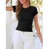 image:imageBTFBM Summer Tops for Women 2026 Crew Neck Rolled Sleeve T Shirts Knit Slim Basic Casual Spring Top Workout Y2k ClothesBlack