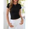 image:imageBTFBM Summer Tops for Women 2026 Crew Neck Rolled Sleeve T Shirts Knit Slim Basic Casual Spring Top Workout Y2k ClothesBlack
