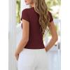 image:imageBTFBM Summer Tops for Women 2026 Crew Neck Rolled Sleeve T Shirts Knit Slim Basic Casual Spring Top Workout Y2k ClothesBurgundy
