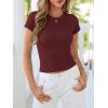 image:imageBTFBM Summer Tops for Women 2026 Crew Neck Rolled Sleeve T Shirts Knit Slim Basic Casual Spring Top Workout Y2k ClothesBurgundy