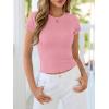 image:imageBTFBM Summer Tops for Women 2026 Crew Neck Rolled Sleeve T Shirts Knit Slim Basic Casual Spring Top Workout Y2k ClothesDusty Pink