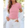 image:imageBTFBM Summer Tops for Women 2026 Crew Neck Rolled Sleeve T Shirts Knit Slim Basic Casual Spring Top Workout Y2k ClothesDusty Pink