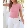 image:imageBTFBM Summer Tops for Women 2026 Crew Neck Rolled Sleeve T Shirts Knit Slim Basic Casual Spring Top Workout Y2k ClothesDusty Pink