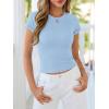 image:imageBTFBM Summer Tops for Women 2026 Crew Neck Rolled Sleeve T Shirts Knit Slim Basic Casual Spring Top Workout Y2k ClothesLight Blue