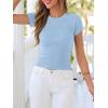 image:imageBTFBM Summer Tops for Women 2026 Crew Neck Rolled Sleeve T Shirts Knit Slim Basic Casual Spring Top Workout Y2k ClothesLight Blue