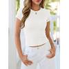 image:imageBTFBM Summer Tops for Women 2026 Crew Neck Rolled Sleeve T Shirts Knit Slim Basic Casual Spring Top Workout Y2k ClothesWhite