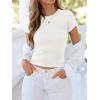image:imageBTFBM Summer Tops for Women 2026 Crew Neck Rolled Sleeve T Shirts Knit Slim Basic Casual Spring Top Workout Y2k ClothesWhite