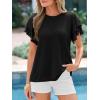 image:imageBTFBM Summer Tops for Women 2026 Crew Neck Ruffle Short Sleeve Shirts Loose Tunic Casual Spring BlousesBlack