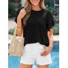 image:imageBTFBM Summer Tops for Women 2026 Crew Neck Ruffle Short Sleeve Shirts Loose Tunic Casual Spring BlousesBlack