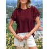 image:imageBTFBM Summer Tops for Women 2026 Crew Neck Ruffle Short Sleeve Shirts Loose Tunic Casual Spring BlousesBurgundy