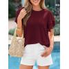 image:imageBTFBM Summer Tops for Women 2026 Crew Neck Ruffle Short Sleeve Shirts Loose Tunic Casual Spring BlousesBurgundy