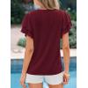 image:imageBTFBM Summer Tops for Women 2026 Crew Neck Ruffle Short Sleeve Shirts Loose Tunic Casual Spring BlousesBurgundy