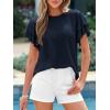 image:imageBTFBM Summer Tops for Women 2026 Crew Neck Ruffle Short Sleeve Shirts Loose Tunic Casual Spring BlousesNavy Blue