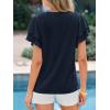image:imageBTFBM Summer Tops for Women 2026 Crew Neck Ruffle Short Sleeve Shirts Loose Tunic Casual Spring BlousesNavy Blue