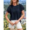 image:imageBTFBM Summer Tops for Women 2026 Crew Neck Ruffle Short Sleeve Shirts Loose Tunic Casual Spring BlousesNavy Blue