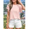 image:imageBTFBM Summer Tops for Women 2026 Crew Neck Ruffle Short Sleeve Shirts Loose Tunic Casual Spring BlousesPink