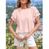 image:imageBTFBM Summer Tops for Women 2026 Crew Neck Ruffle Short Sleeve Shirts Loose Tunic Casual Spring BlousesPink