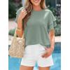 image:imageBTFBM Summer Tops for Women 2026 Crew Neck Ruffle Short Sleeve Shirts Loose Tunic Casual Spring BlousesSage Green