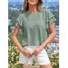 image:imageBTFBM Summer Tops for Women 2026 Crew Neck Ruffle Short Sleeve Shirts Loose Tunic Casual Spring BlousesSage Green